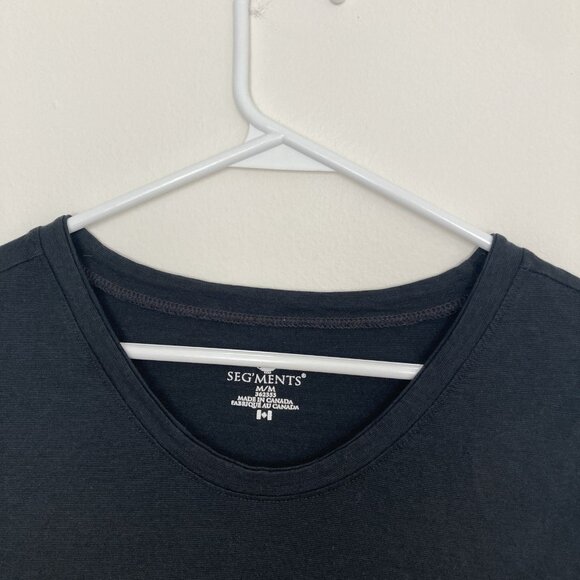 Segments Women’s Merino Wool Blend Shirt Mushroom Sleeves Black Blue Size M - Picture 2 of 6